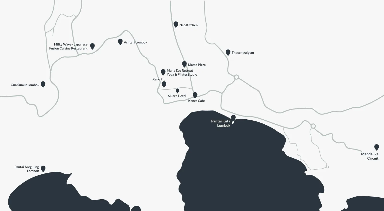 Map showing the location of Horizen I in Kuta, Lombok, Indonesia