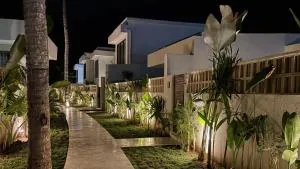 Villa compound at night